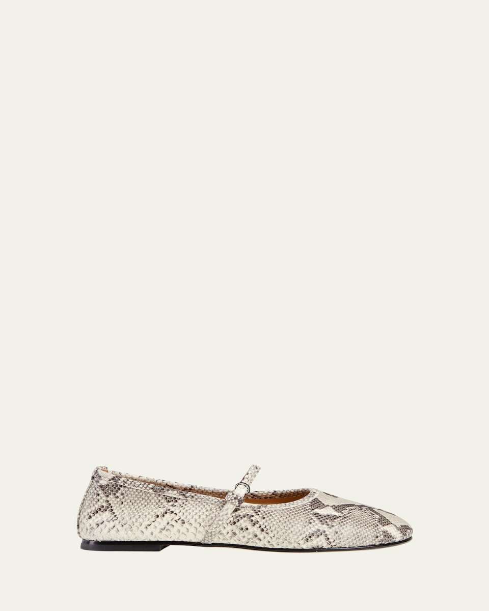 Winter Balla Snakeskin-Print Leather Ballet Flats